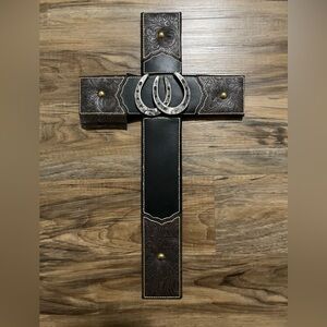 Western Style Cross with Horseshoe Design as is coming up slightly corners ok